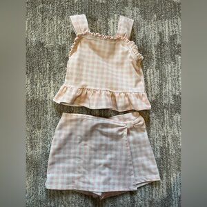 Adorable Draper James Toddler Girl Two Piece Gingham Pink Skort Set
